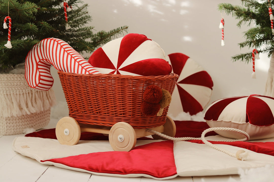 Christmas “Red Candy” Round Patchwork Mat
