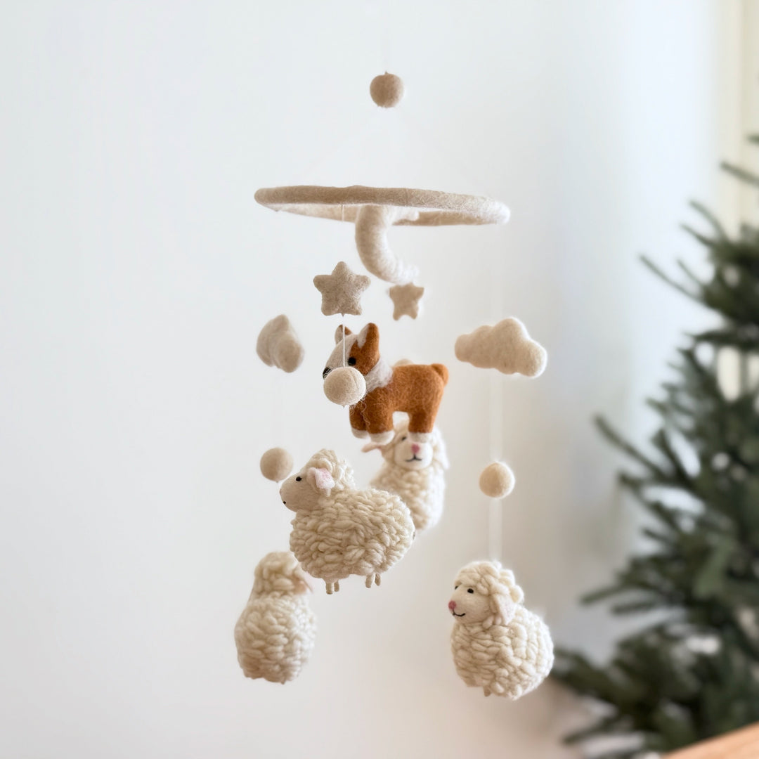 Corgi and Sheep Baby Mobile