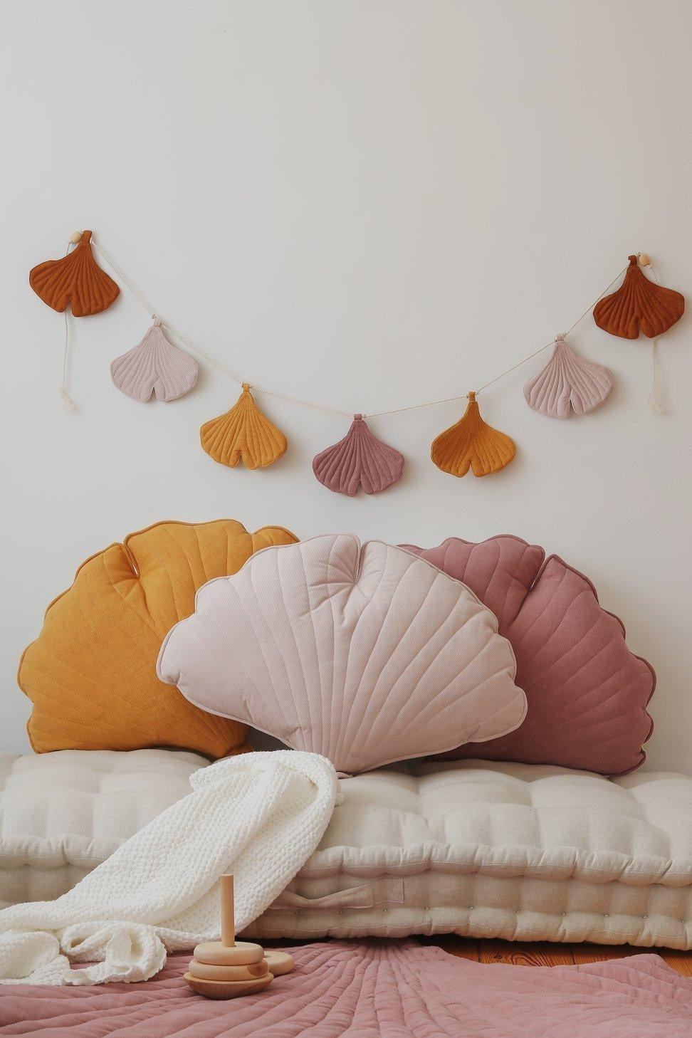 Velvet “Cream” Ginkgo Leaf Pillow