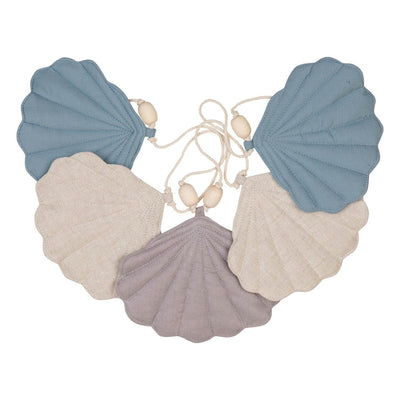 Linen “Dirty Blue” Garland with Shells