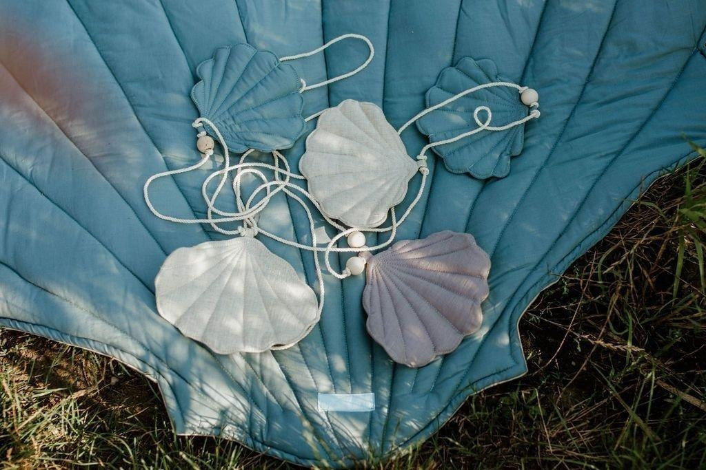 Linen “Dirty Blue” Garland with Shells