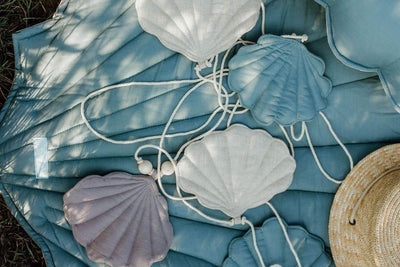 Linen “Dirty Blue” Garland with Shells