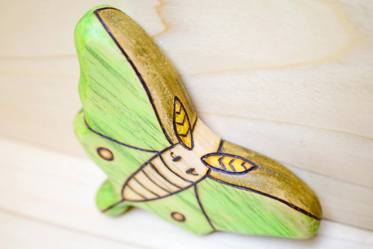 Wooden Luna Moth Toy