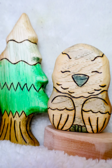 Wooden Snow Owl Toy