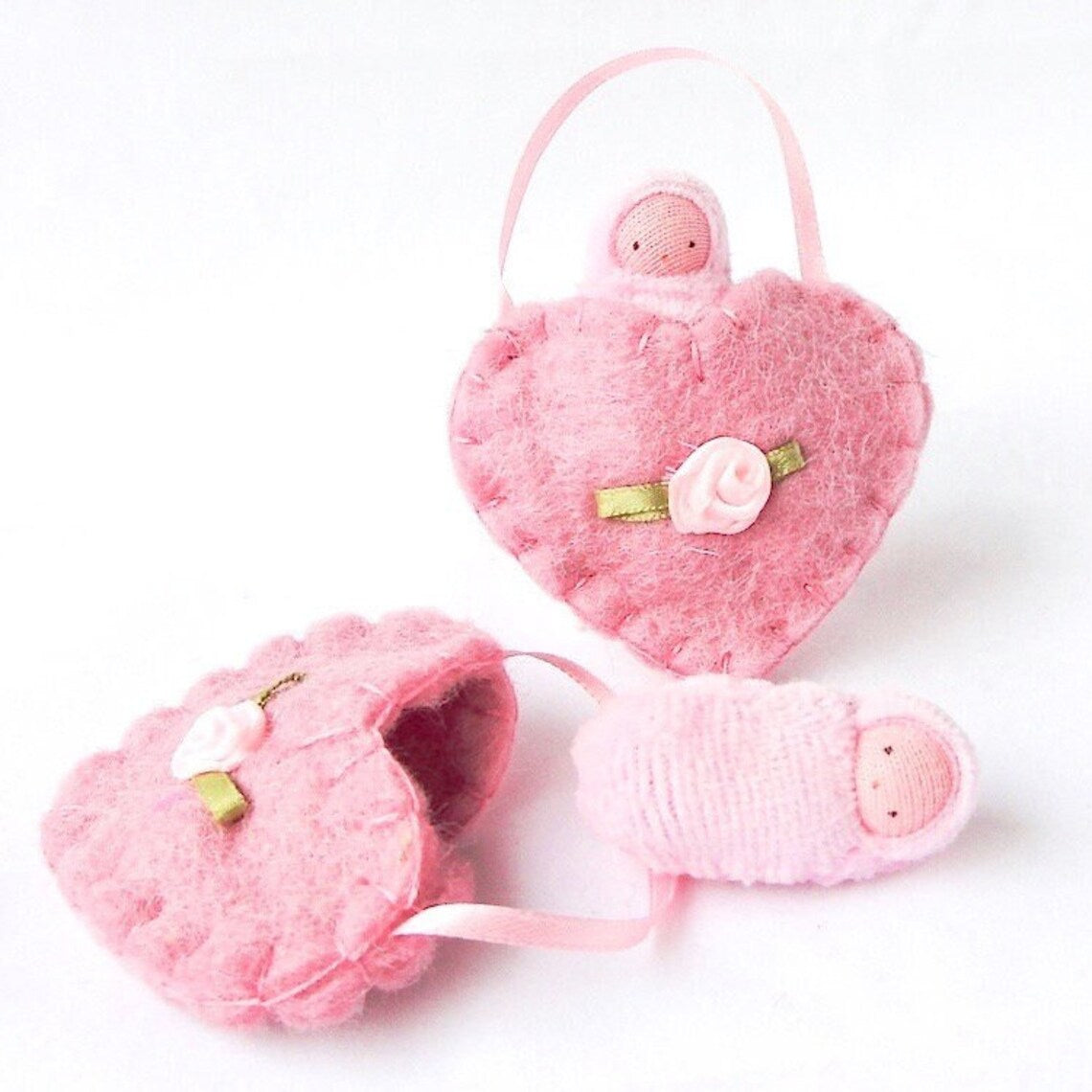 Pre-Order Fairyshadow Dusty Rose Heart Necklace with Pink Baby (Ships in early September)
