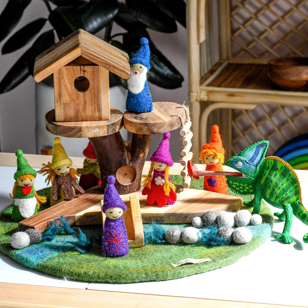 Rainbow Colorful Gnomes Finger Puppets, Set of 7