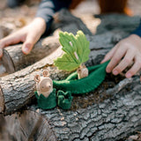 Fairyshadow Felt Toy Boat with Leaf Sail with Mama and Baby Tan Mouse · view 2