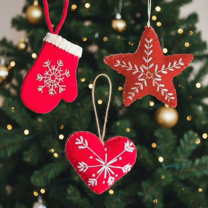 Felf Christamas Ornaments Set of 3 - Snowflake Christmas Ornaments