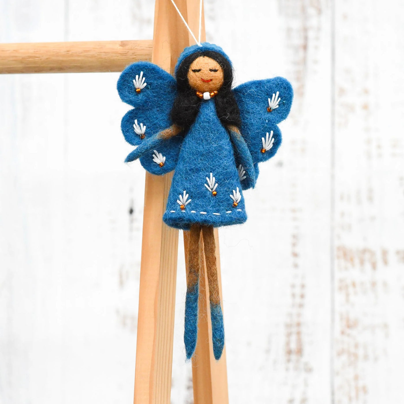 Felt Angel Fairy, Cobalt Blue Dress