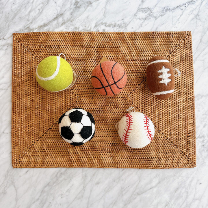 Felt Baseball Ornament – Handmade Wool Sports Christmas Decoration