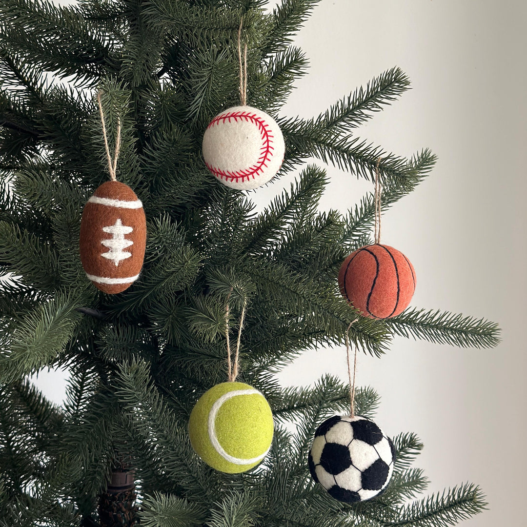 Felt Baseball Ornament – Handmade Wool Sports Christmas Decoration