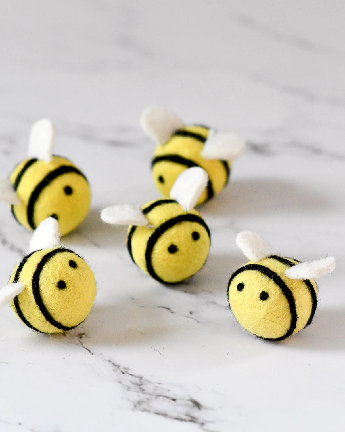 Felt Bees Loose Parts, 5 Bees