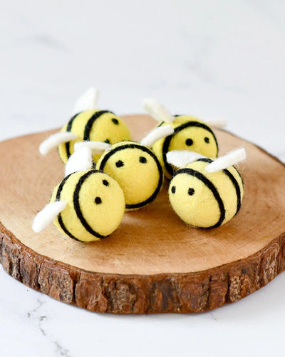 Felt Bees Loose Parts, 5 Bees