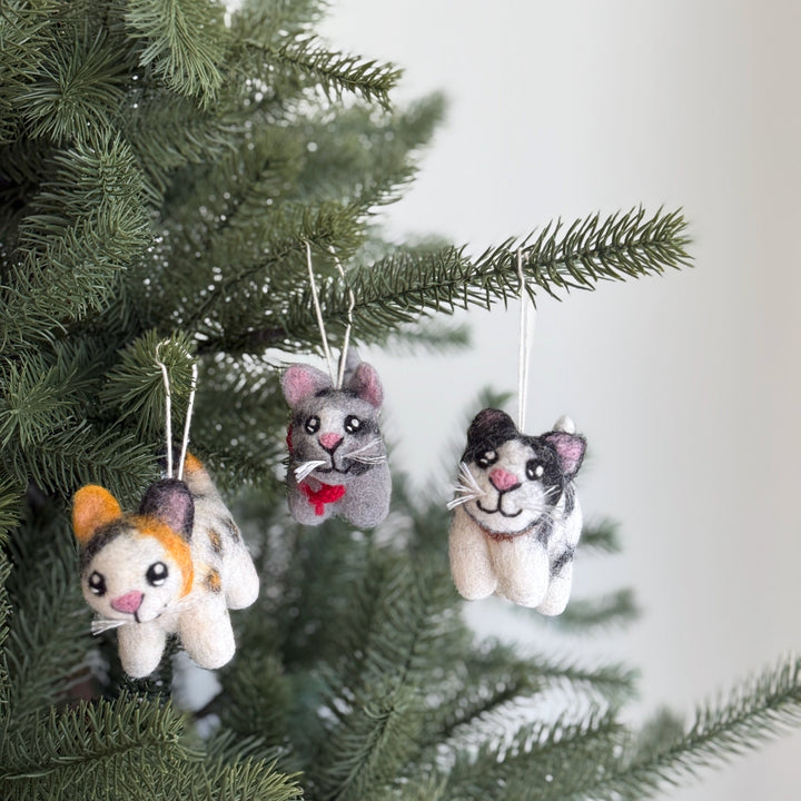 Felt Cat Ornament – Calico, Gray Tabby &amp; Tuxedo 😺✨