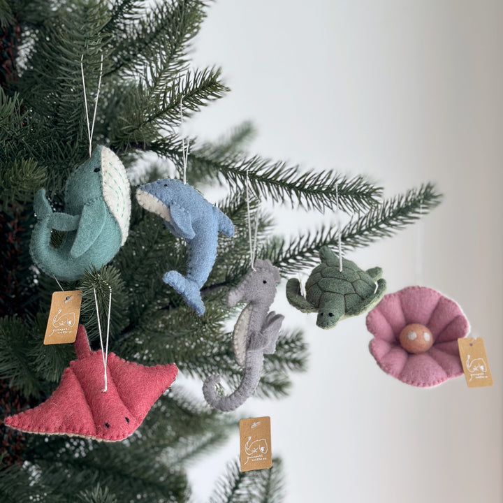 Felt Christmas Ornament Set of 6 - Ocean Creatures