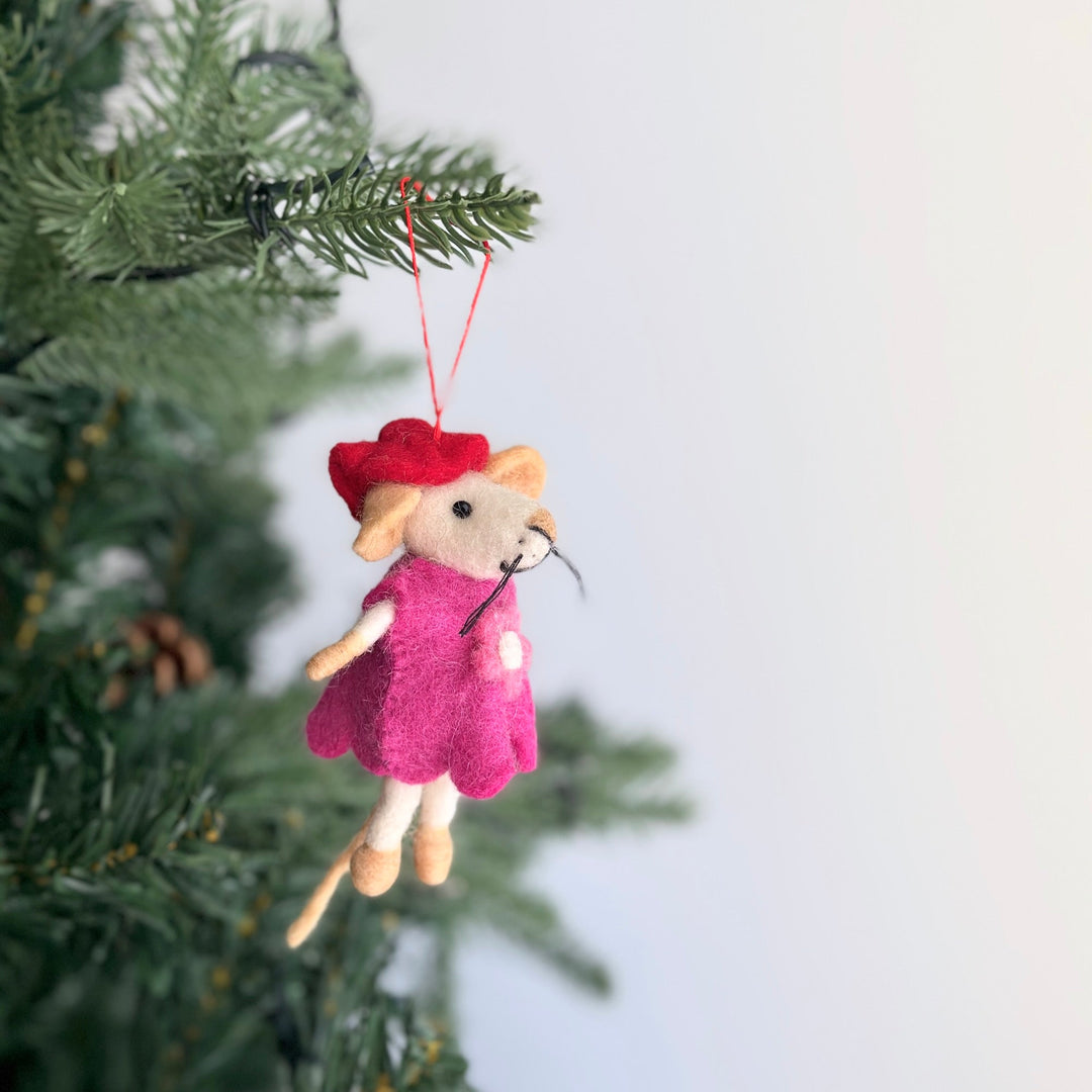 Felt Christmas Ornaments Set of 2 - Little Sister &amp; Little Brother Mice