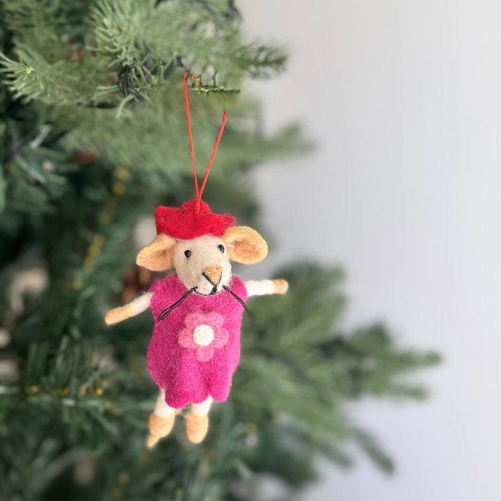 Felt Christmas Ornaments Set of 2 - Little Sister &amp; Little Brother Mice