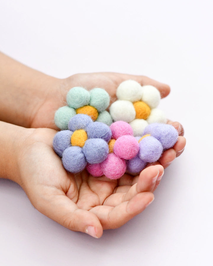 Felt Daisy Flowers (Pastels), Set of 5