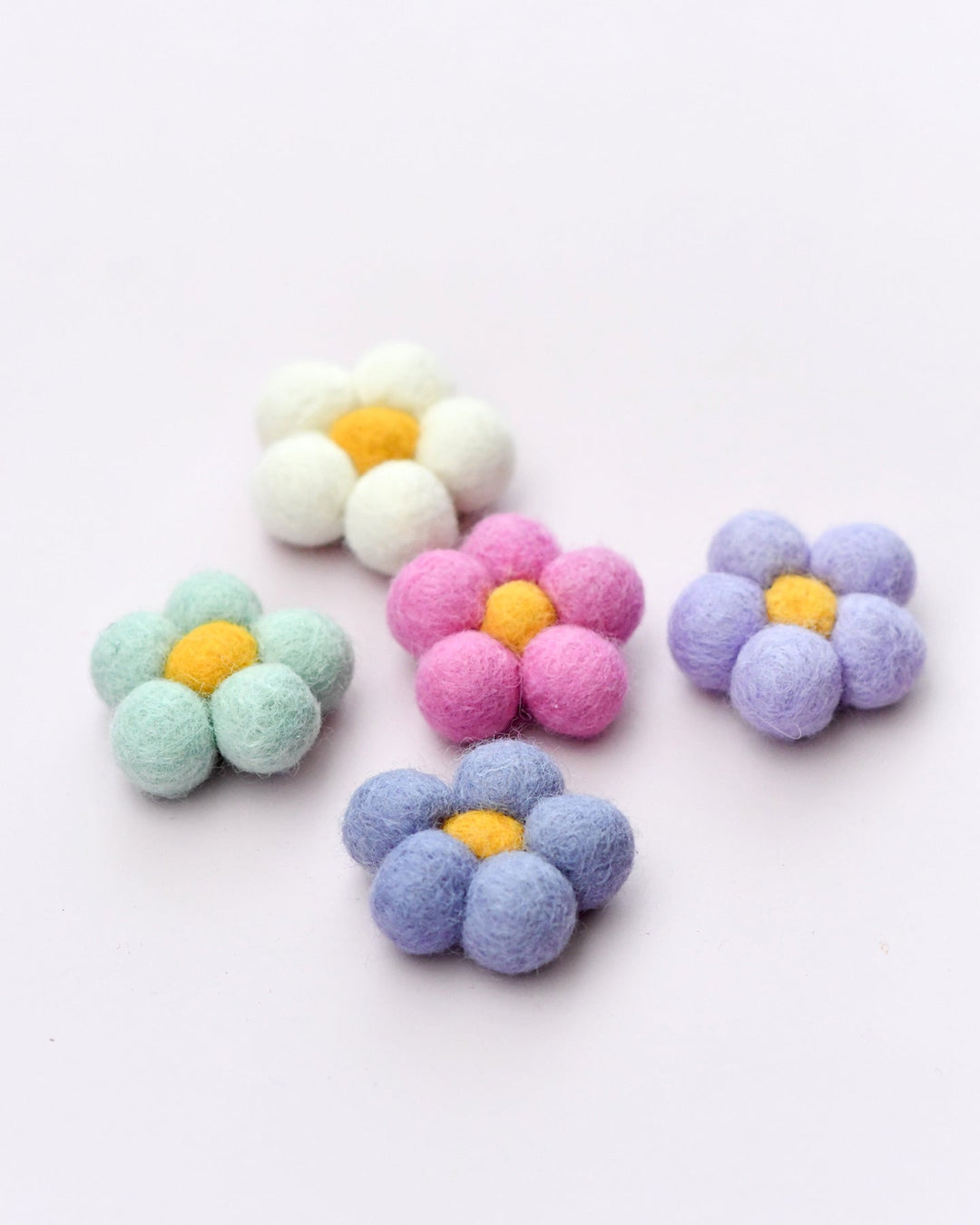 Felt Daisy Flowers (Pastels), Set of 5