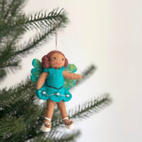 Felt Fairy Girl Ornament, a wool felt ornament by Ganapati Crafts Co., needle-felted and hand-stitched in Nepal (view 2) · view 2