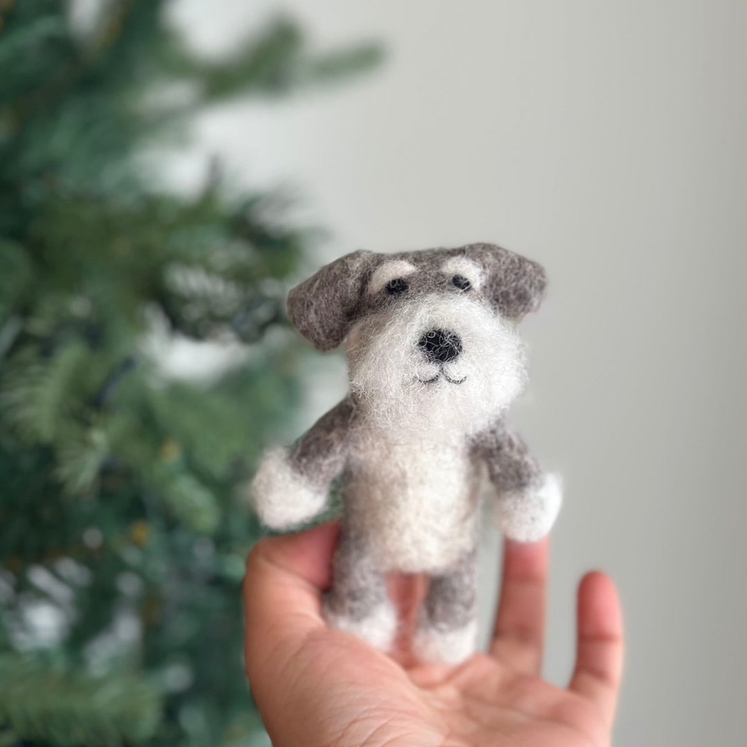 Felt Finger Puppet: Schnauzer Dog