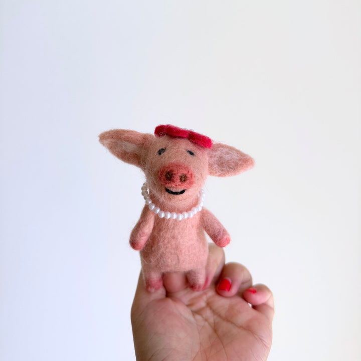 Felt Finger Puppets Set of 2 - Piggy Couple