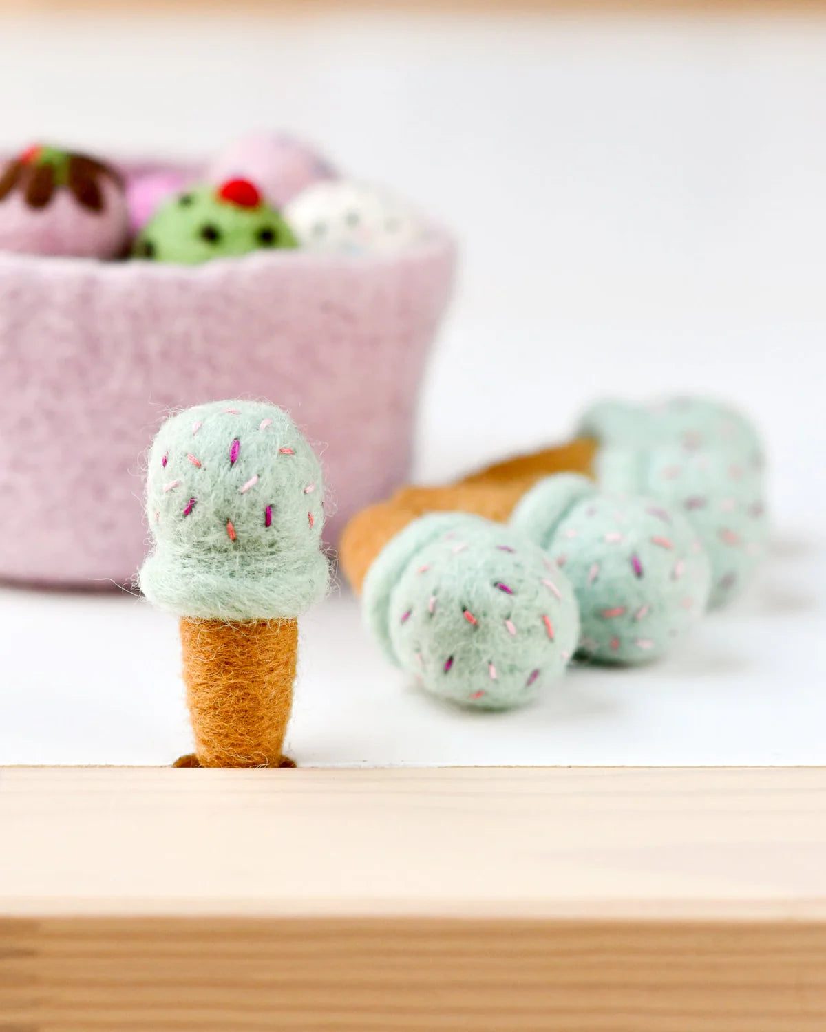 Felt Ice Cream, Cotton Candy Flavor with Sprinkles