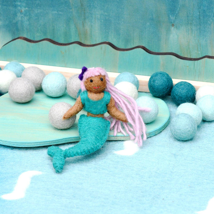Felt Waldorf Coral Mermaid, Sea Blue Tail