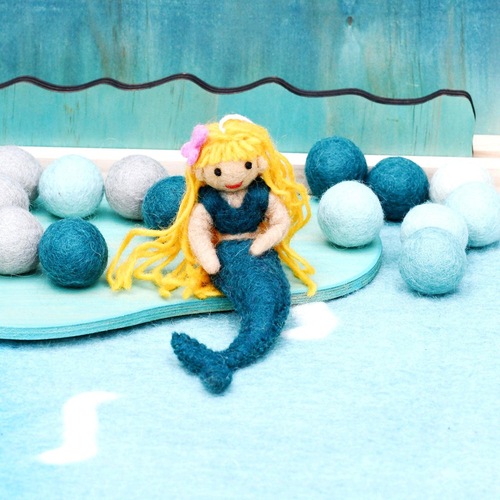 Felt Waldorf Coral Mermaid, Sea Blue Tail