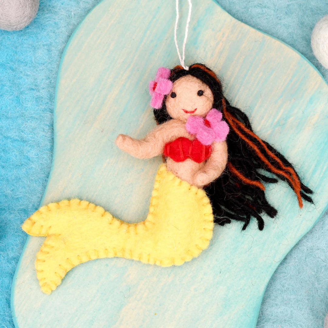 Sale Felt Little Mermaid Hanging, Yellow Tail
