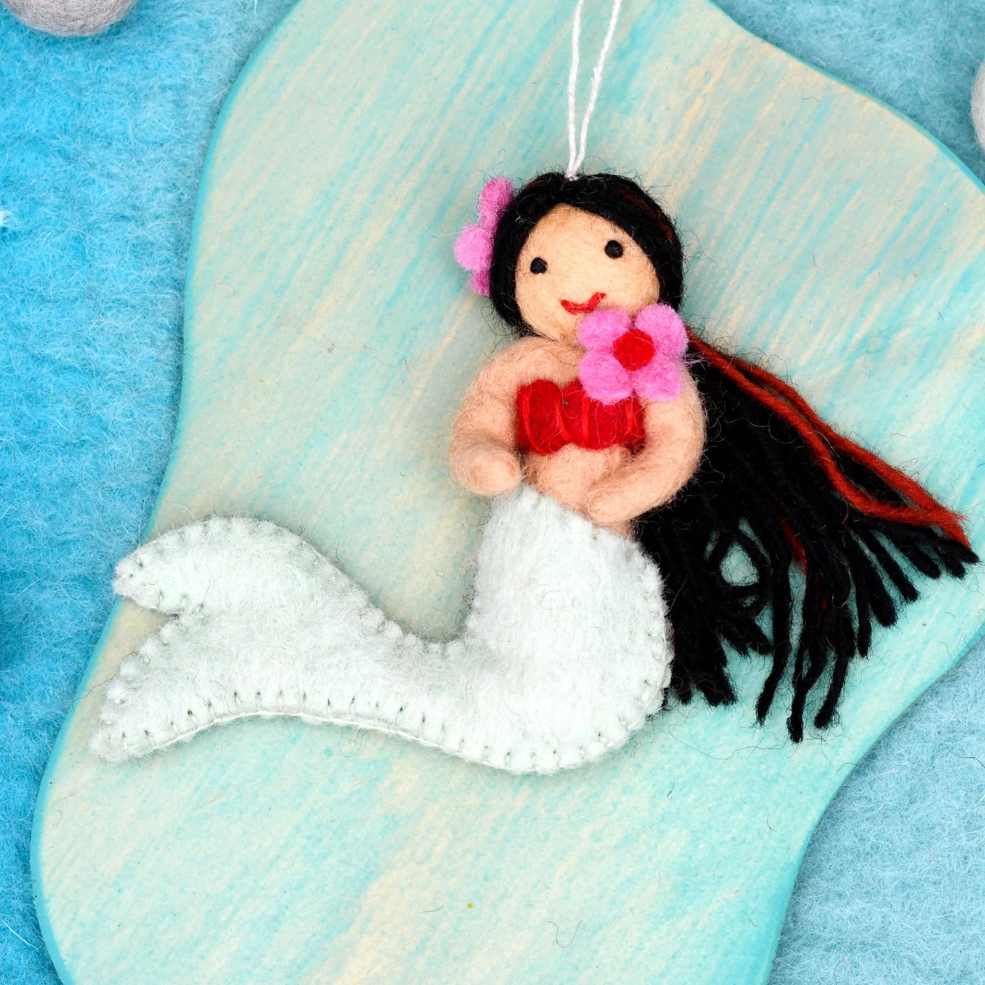 Felt Little Mermaid Hanging, White Tail