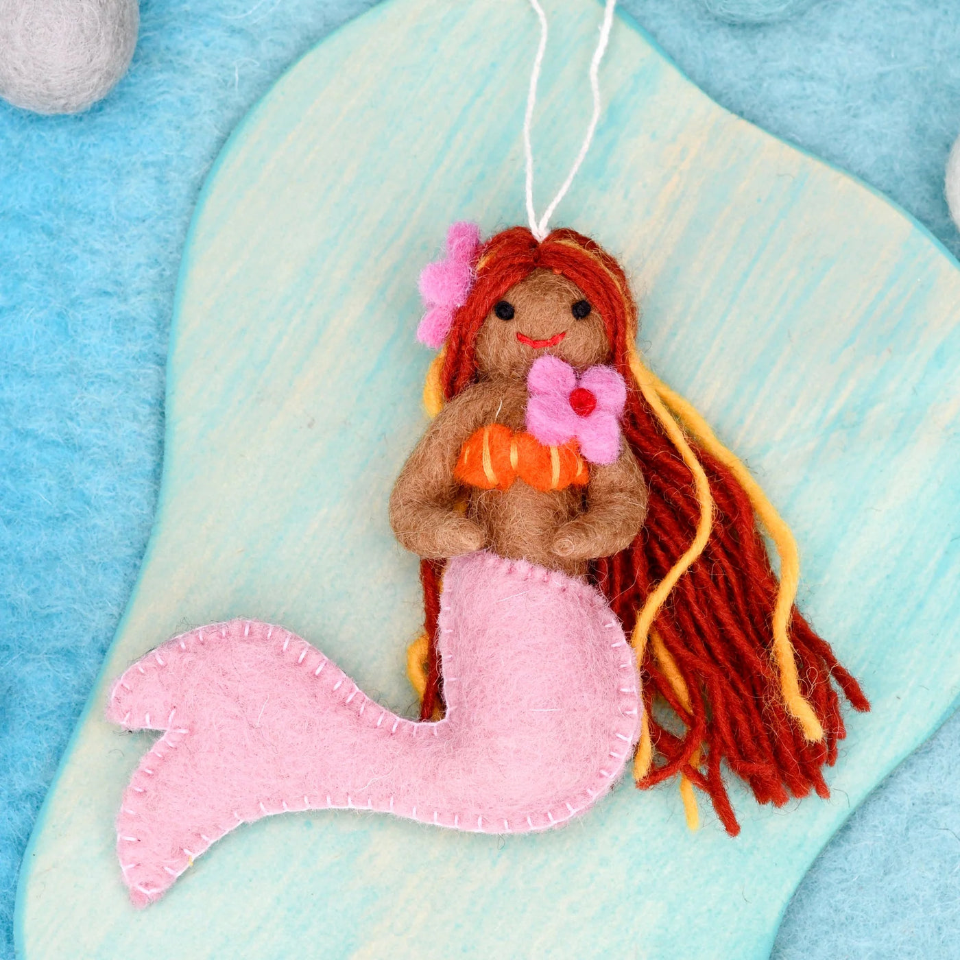 Felt Little Mermaid Hanging, Pink Tail