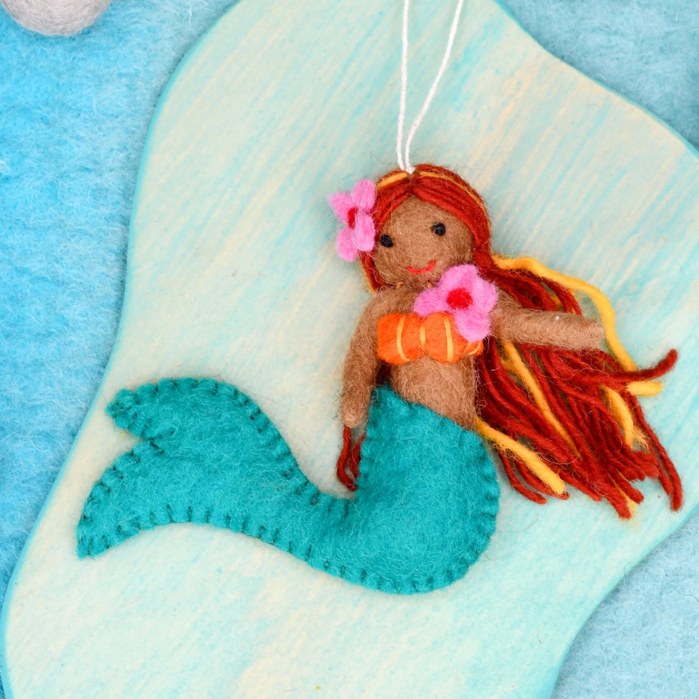 Felt Little Mermaid Hanging, Turqouise Tail