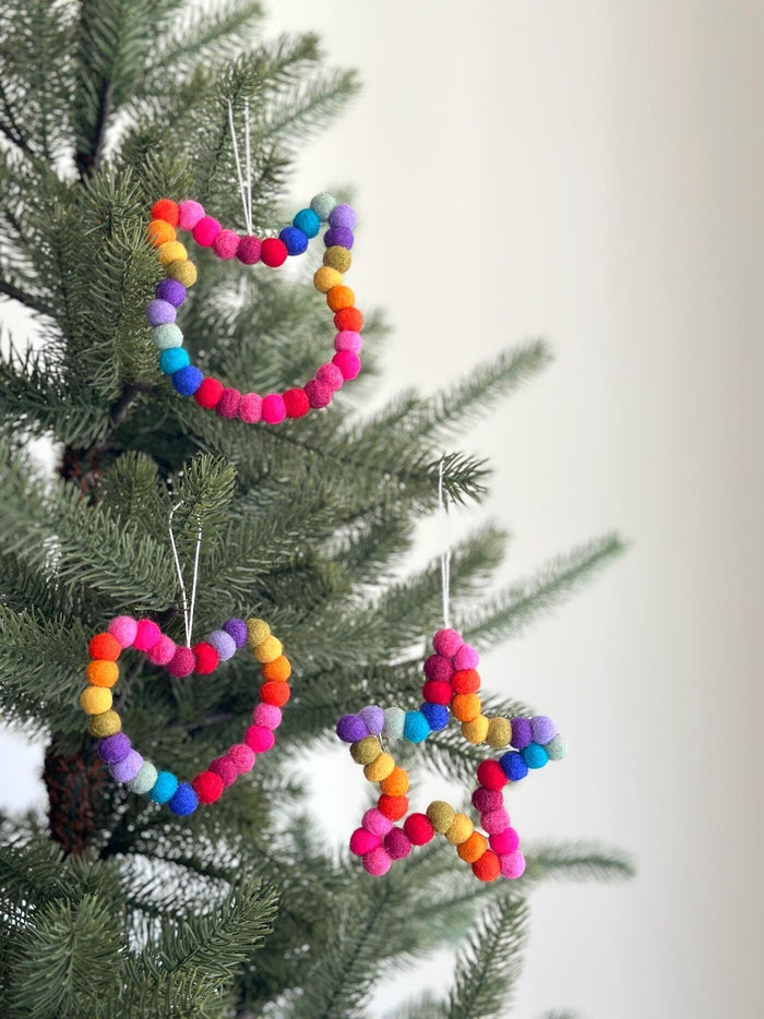 Felt Mini Pompom Love Wreath Ornament