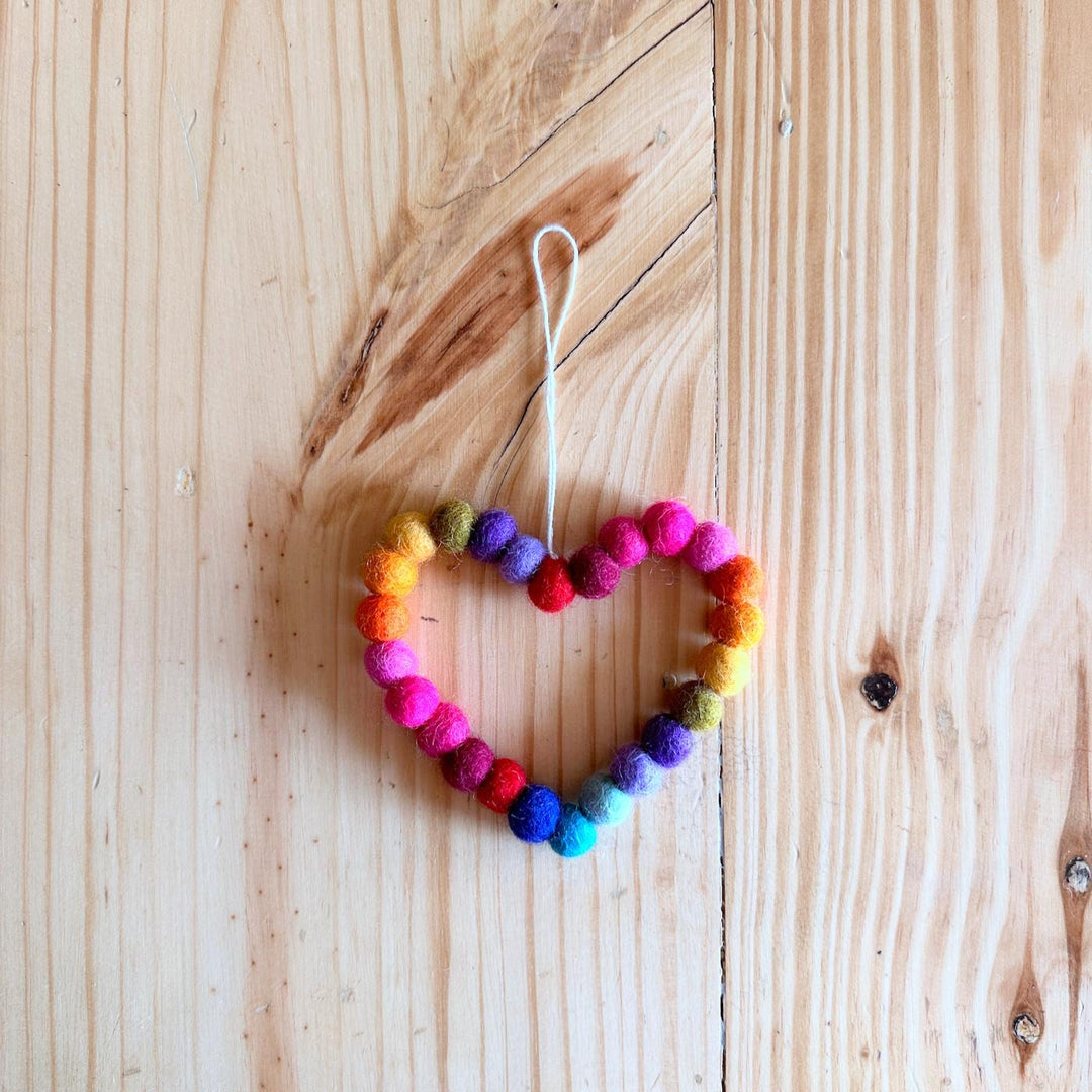 Felt Mini Pompom Love Wreath Ornament