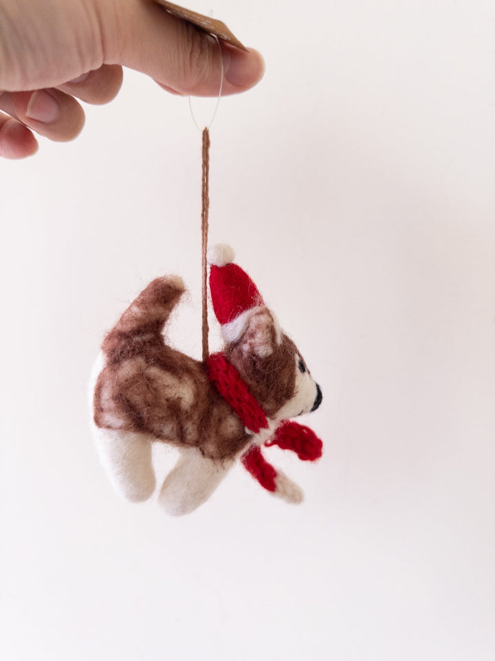 Felt Ornament - Christmas Husky with Red Scarf