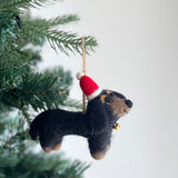 Felt Ornament - Dachshund Dog with Christmas Hat · view 1