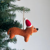 Felt Ornament - Dachshund Dog with Christmas Hat · view 2