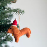 Felt Ornament - Dachshund Dog with Christmas Hat · view 3
