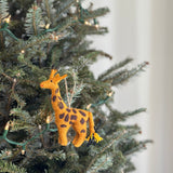 Felt Ornament - Giraffe, a wool felt ornament by Ganapati Crafts Co., needle-felted and hand-stitched in Nepal · view 1