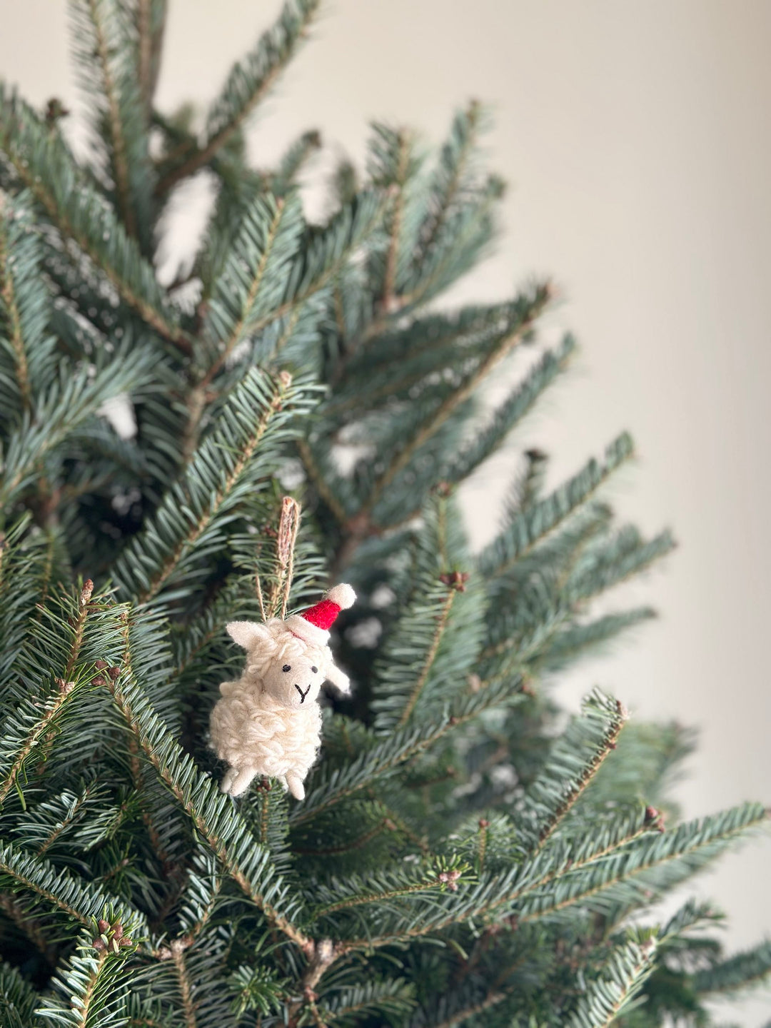 Felt Ornament - Mini Sheep with Christmas Hat