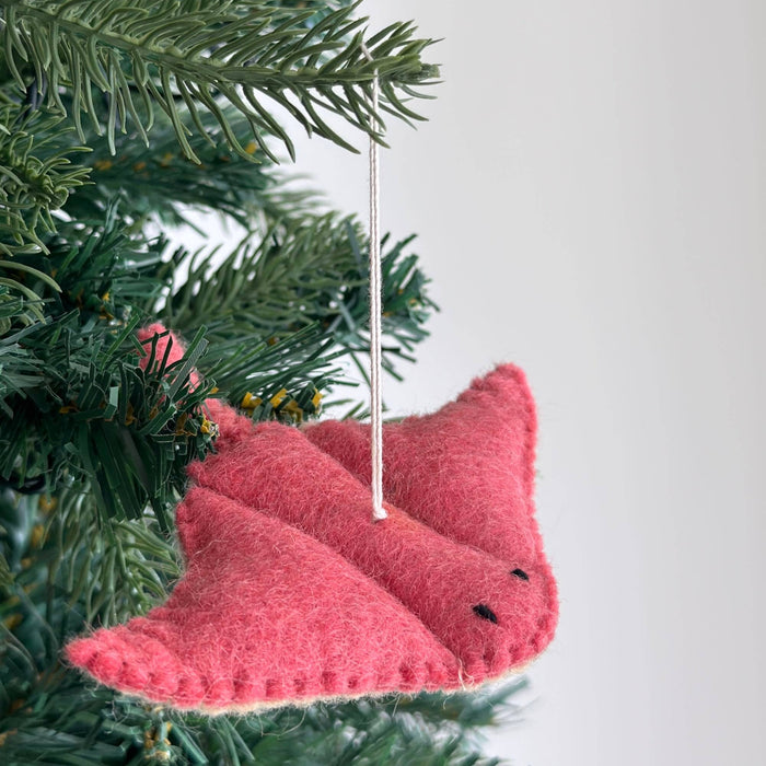 Felt Ornament - Sea Animals Theme / Stingray, a wool felt ornament by Ganapati Crafts Co., needle-felted and hand-stitched in Nepal