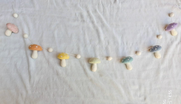 Felt Pastel Mushroom Garland