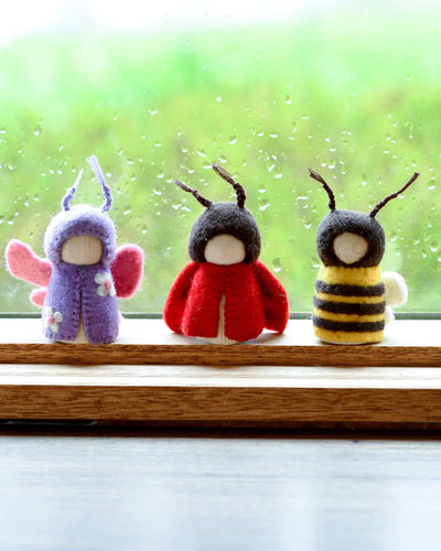 Sale Bugs Peg Dolls Set, Bee, Ladybug and Butterfly