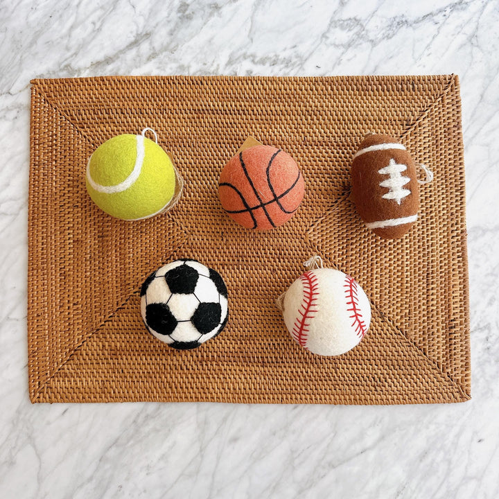 Felt Soccer Ball Ornament – Handmade Wool Sports Christmas Decoration