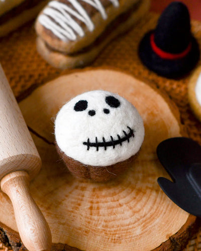 Sale Felt Halloween Cupcake White Spooky Skull