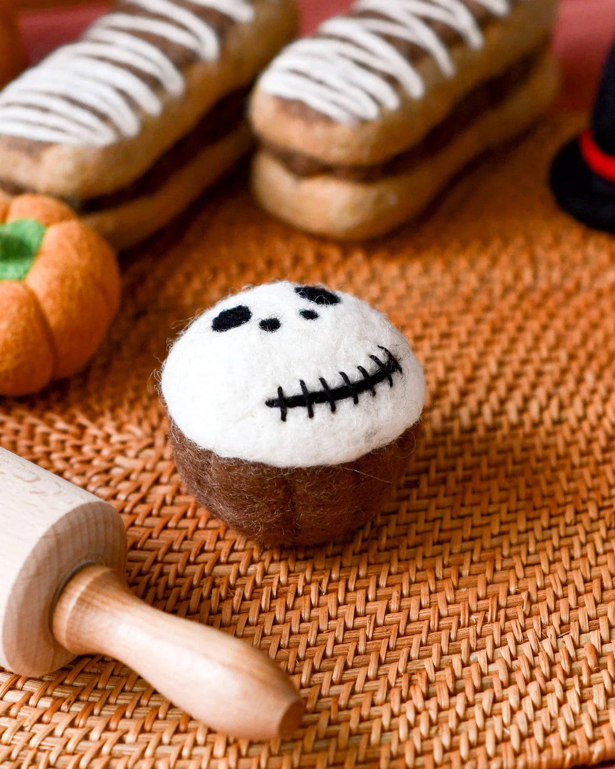 Sale Felt Halloween Cupcake White Spooky Skull