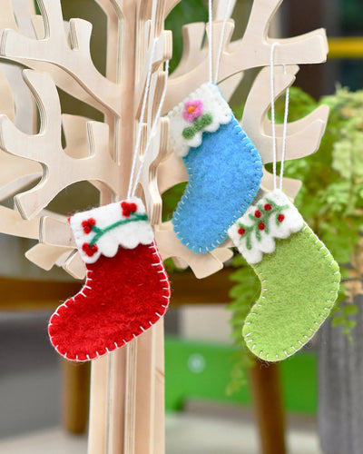 Felt Christmas Stocking Ornaments B (Set of 3)