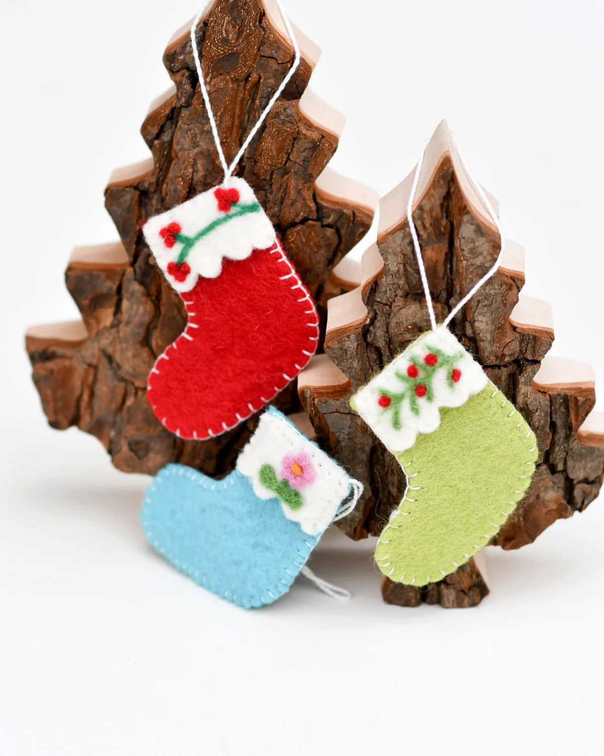 Felt Christmas Stocking Ornaments B (Set of 3)