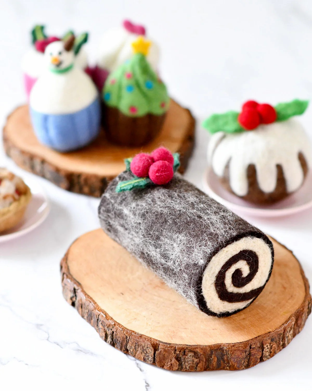 Felt Christmas Yule Log Cake